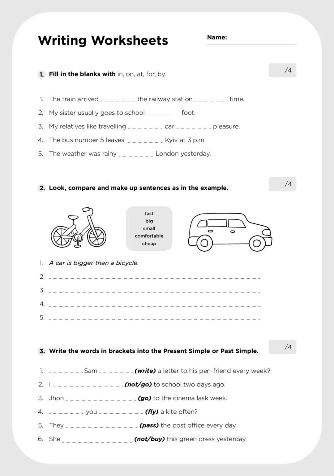 Fourth Grade Writing Worksheets Worksheets Library 11 Printable Sentence Writing English Worksheets Improve Reading And Writing Skills Ages 4 7 KG1 To Grade 2 Etsy
