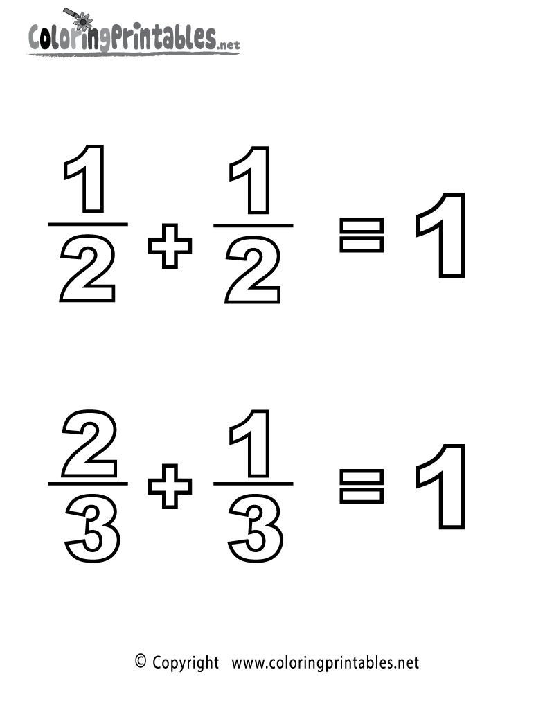 Fraction Coloring Page A Free Math Coloring Printable