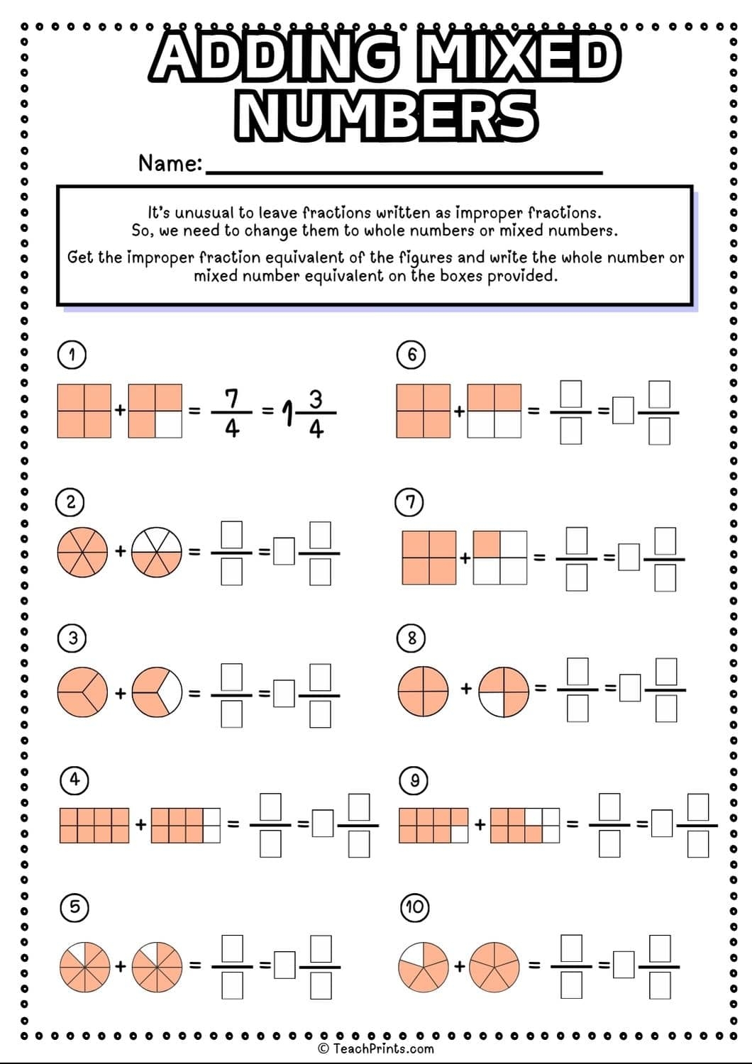 Free Adding Mixed Numbers Worksheets Teach Prints