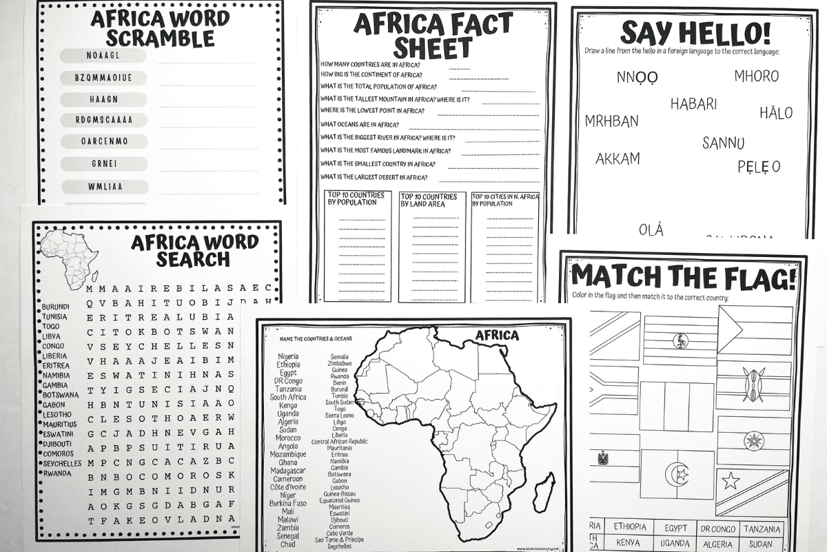 Free Africa Worksheets For Middle School Geography Printables