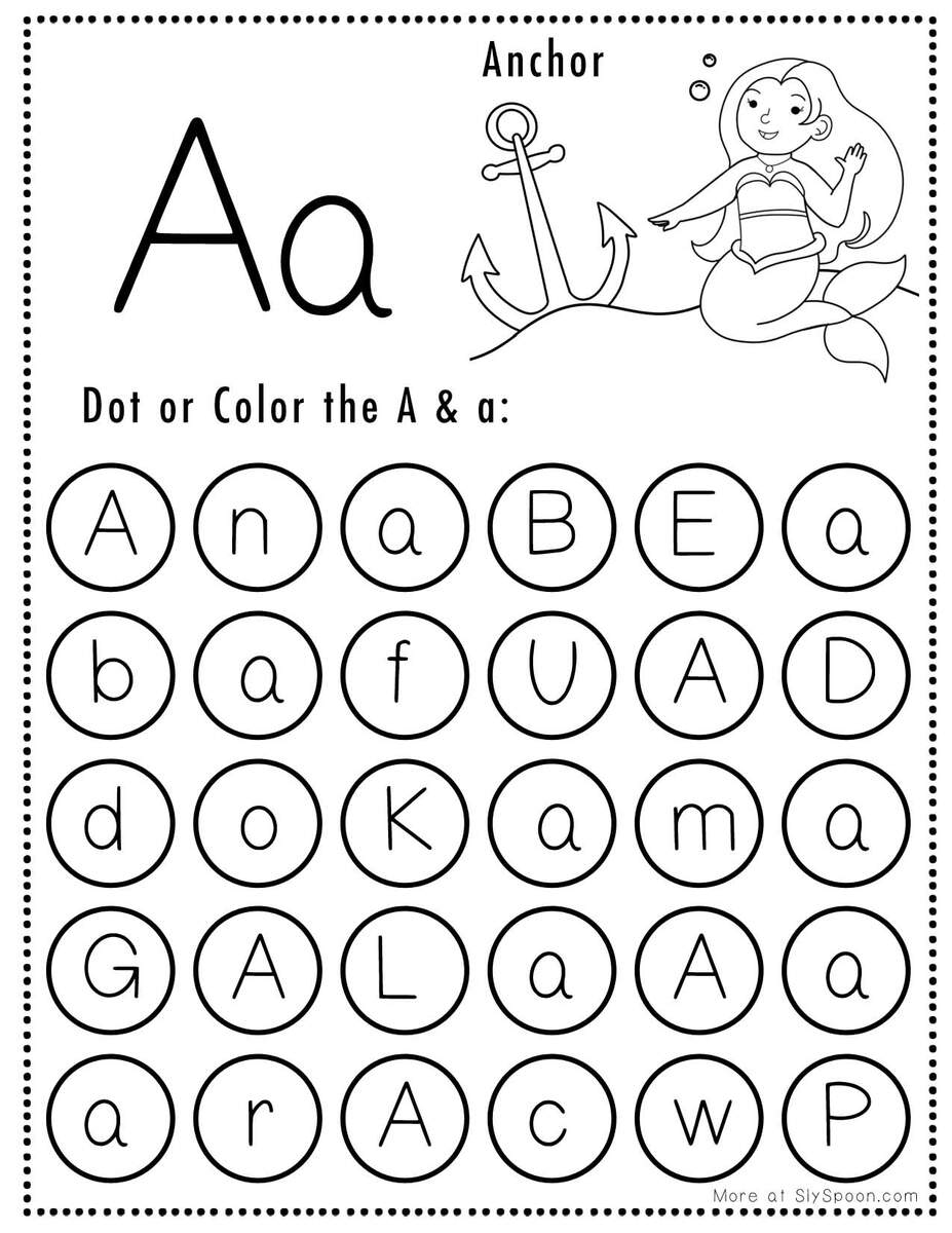 Free Alphabet Do A Dot Printables Worksheets Letter A Mermaid Themed Sly Spoon Dot To Dot Alphabet Activity Worksheet Free Printable Doozy Moo