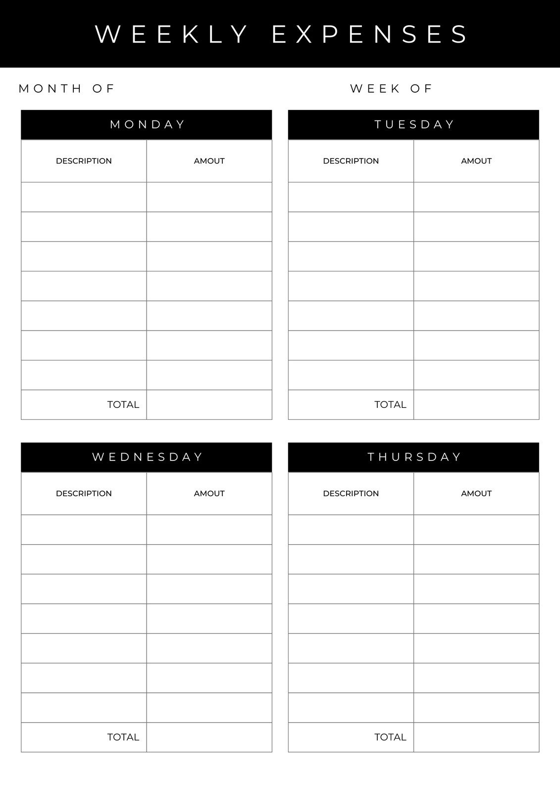 Free Blank Budget Worksheet Printables To Take Charge Of Your Finances