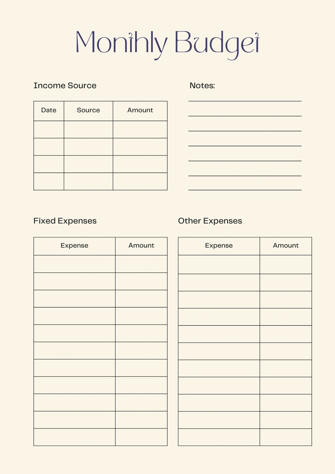 Free Blank Budget Worksheet Printables To Take Charge Of Your Finances