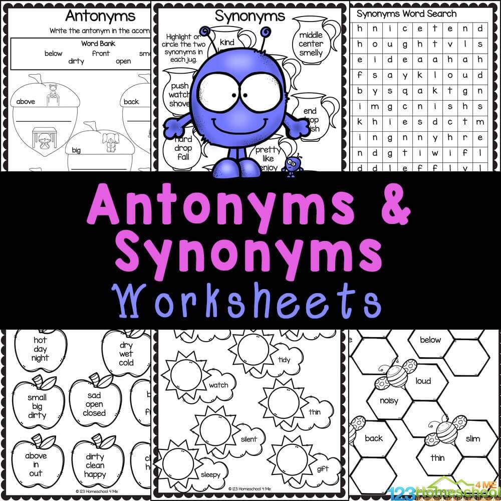FREE Antonyms And Synonyms Worksheets Synonyms And Antonyms Worksheet For Grade 2 Kidpid