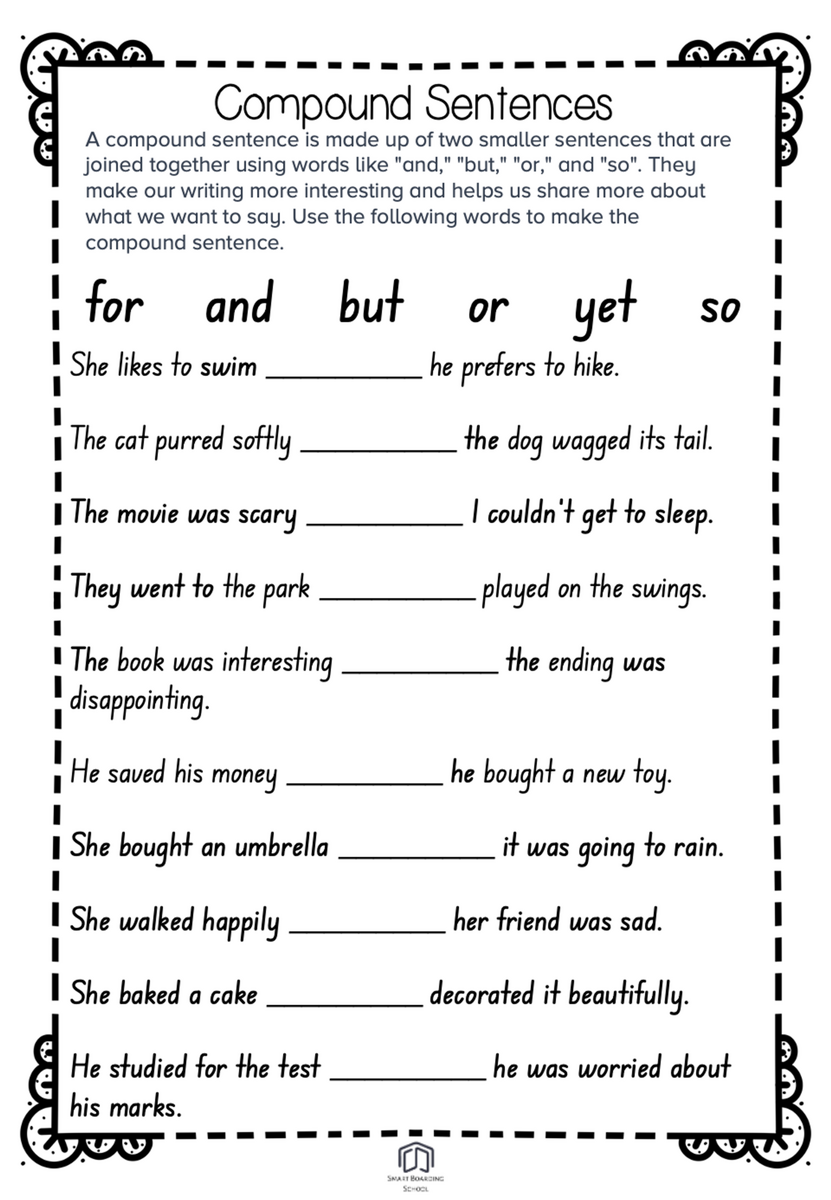 Compound Sentence Worksheet