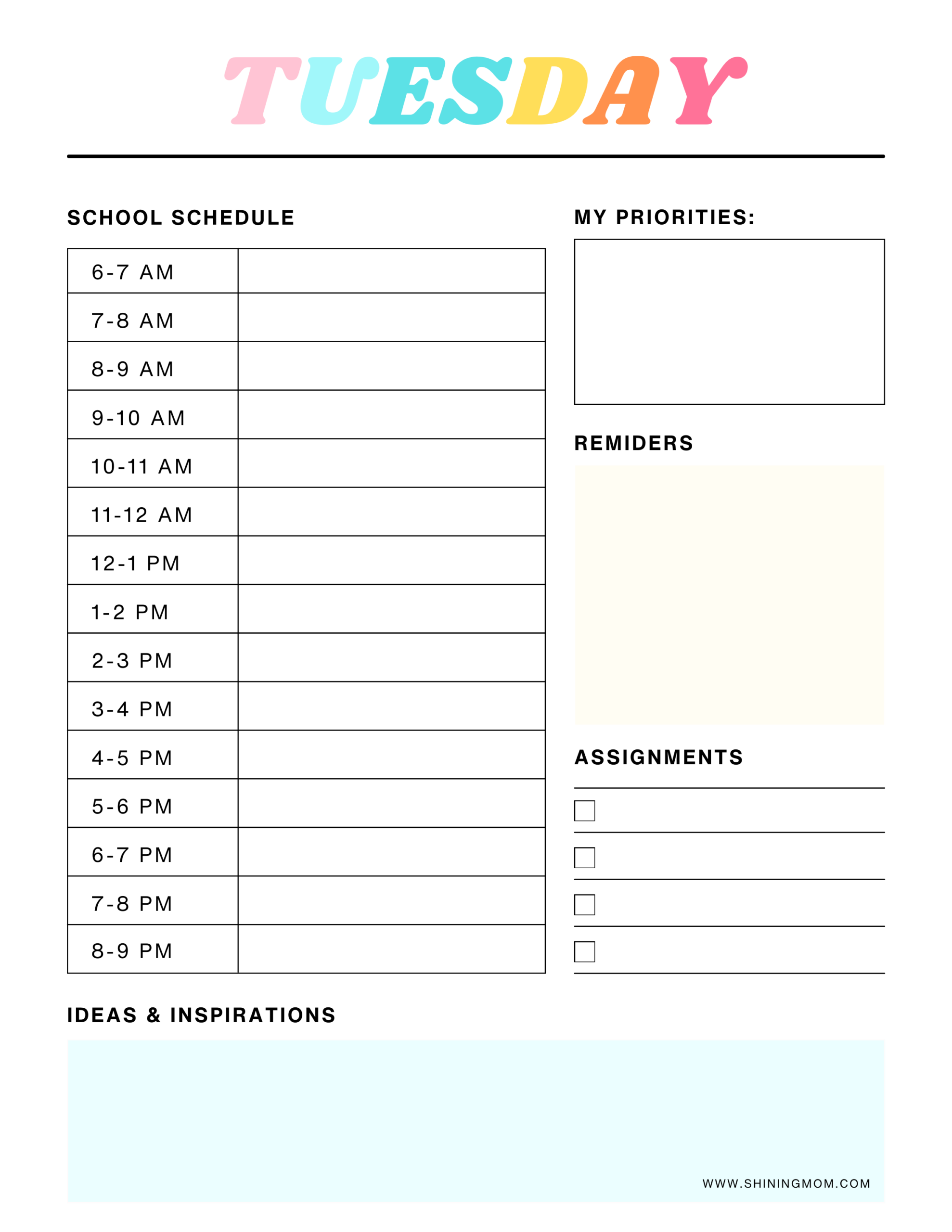 Free Daily School Planner In PDF For Every Student