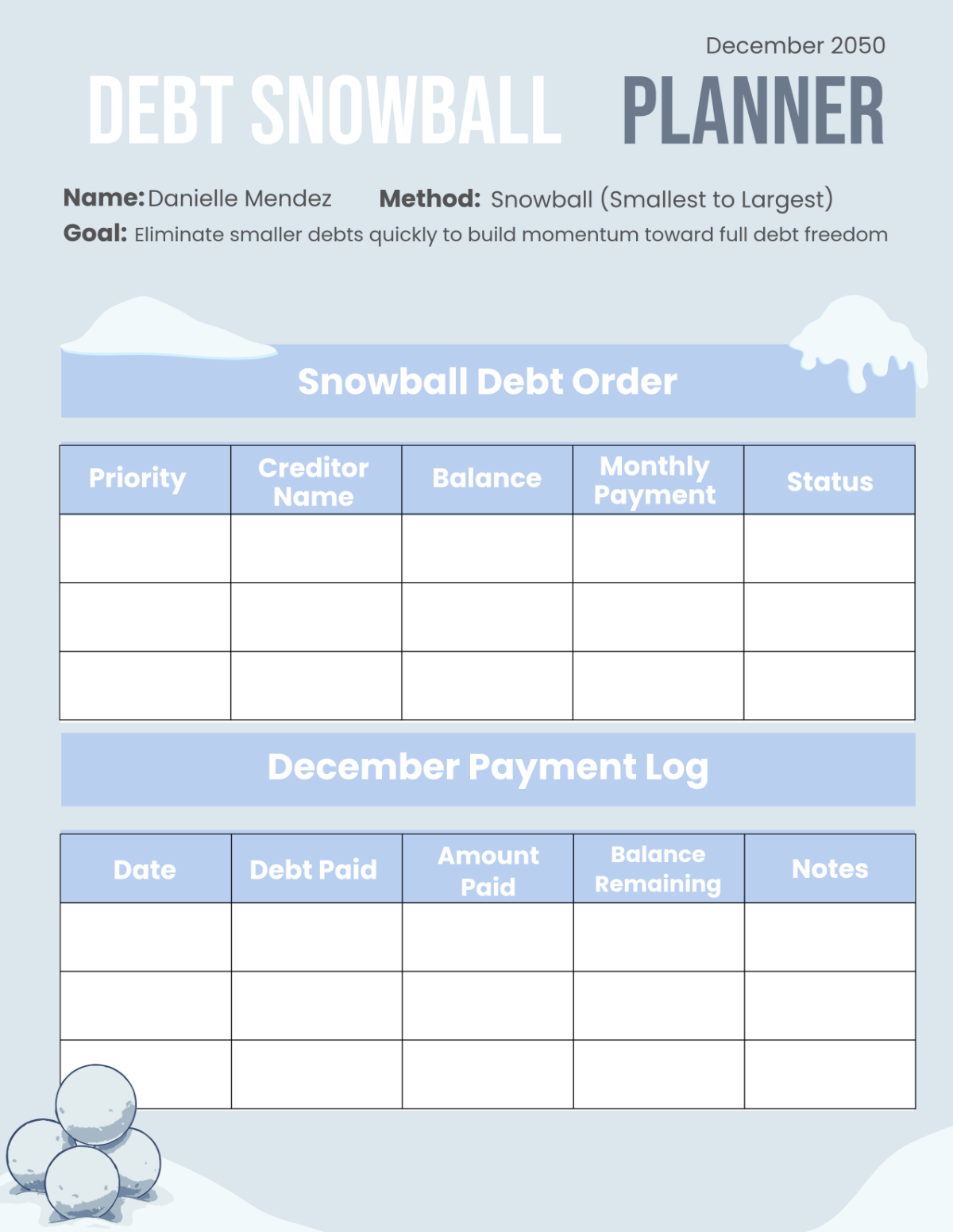 Free Debt Snowball Planner Template To Edit Online Free Debt Snowball Planner Template To Edit Online