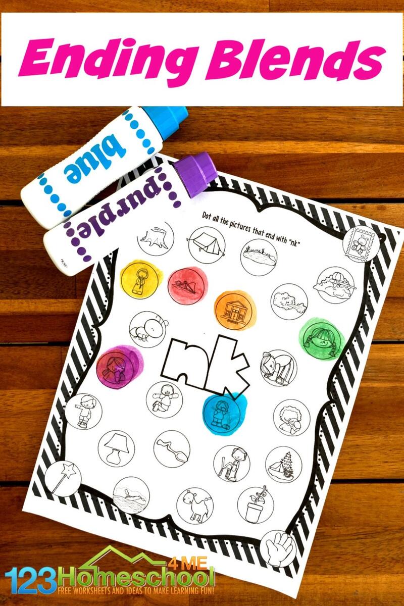 FREE Ending Blends Ng And Nk Worksheets With Do A Dot Markers Ending Sounds Worksheets Phonics Activities 1st Grade Pandamania