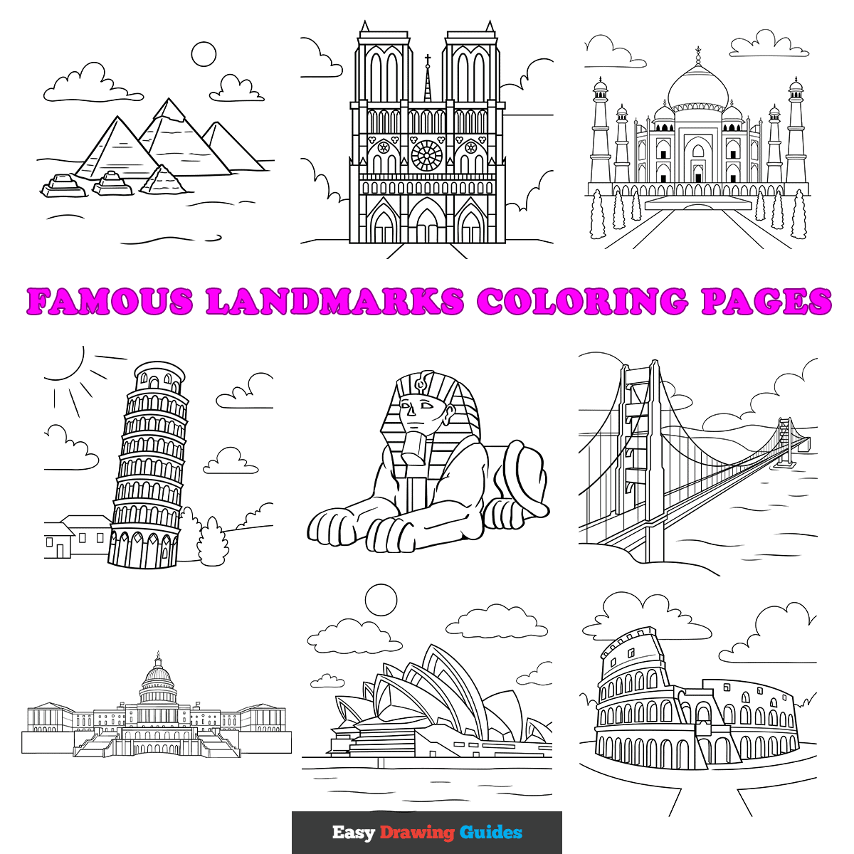 Free Famous Landmarks Coloring Pages For Kids 24 Printable Sheets Free Famous Landmarks Coloring Pages For Kids 24 Printable Sheets