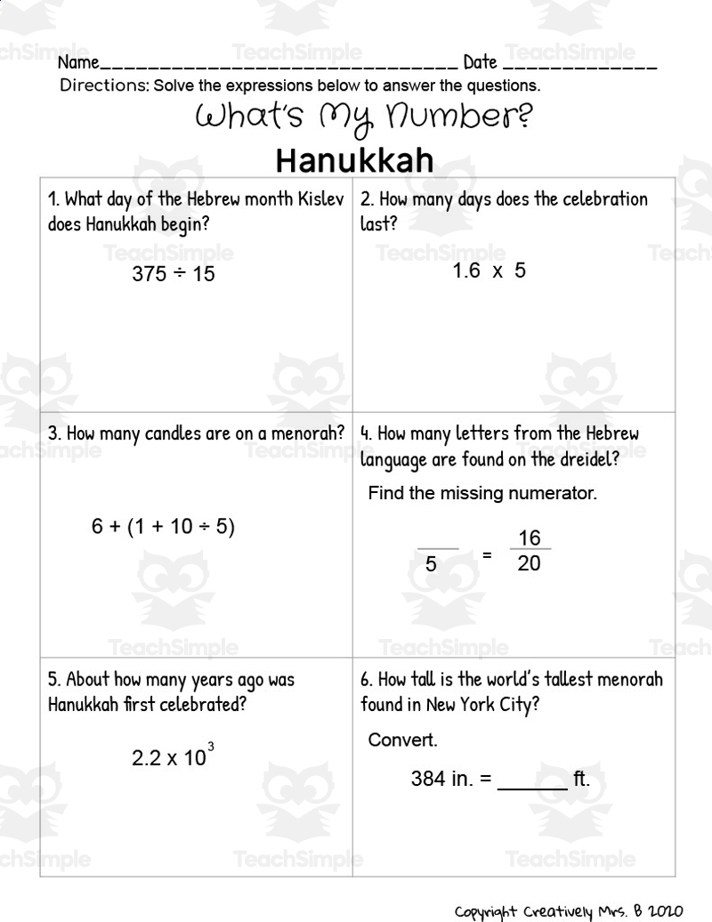 Hanukkah Color By Code Add And Subtract Within 10 And 20 Made By Teachers