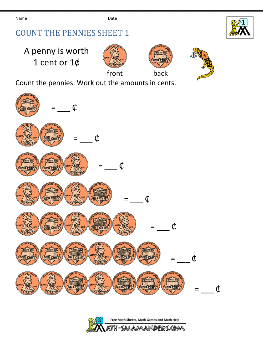 Free Math Money Worksheets 1st Grade Free Math Money Worksheets 1st Grade
