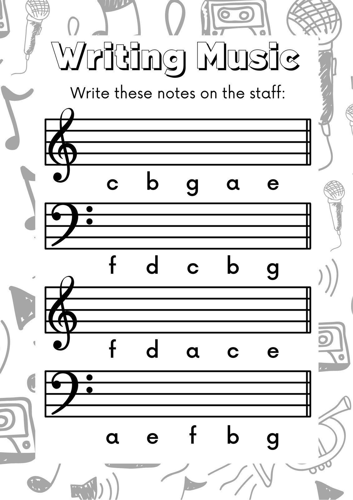 Music Trace And Color Worksheets For Young Musicians Made By Teachers