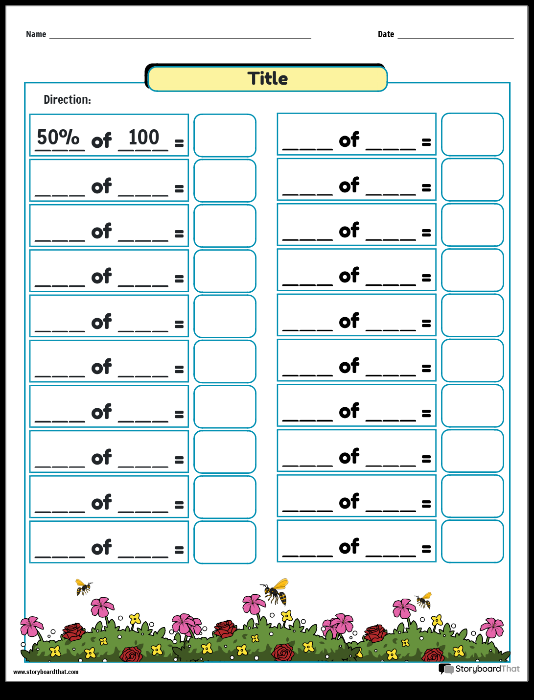 Free Percent Worksheets Create Yours With Storyboard That Free Percent Worksheets Create Yours With Storyboard That