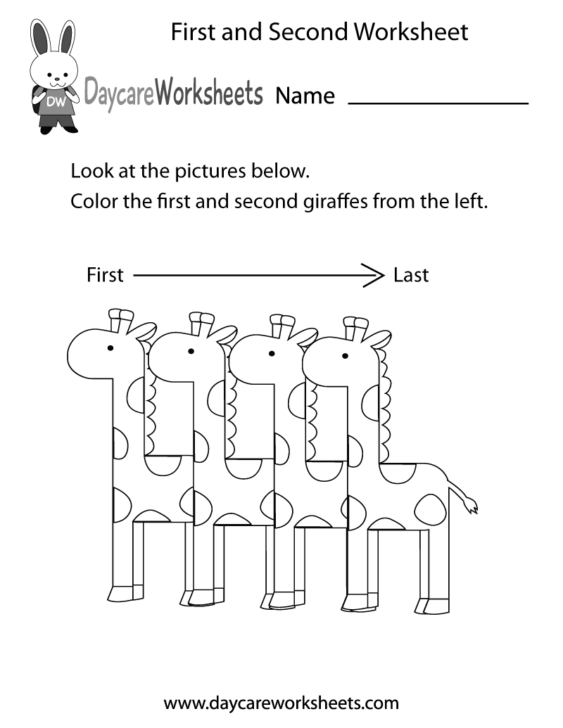 Free Preschool First And Second Worksheet Free Preschool First And Second Worksheet
