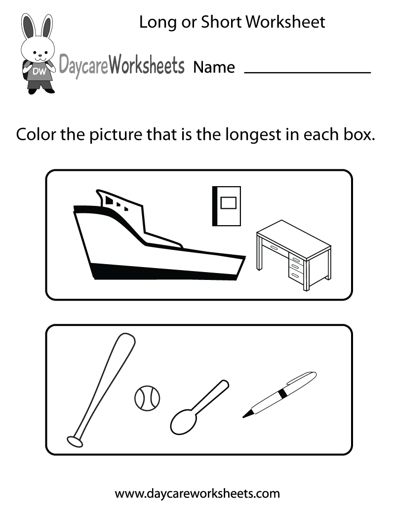 Free Preschool Long Or Short Worksheet