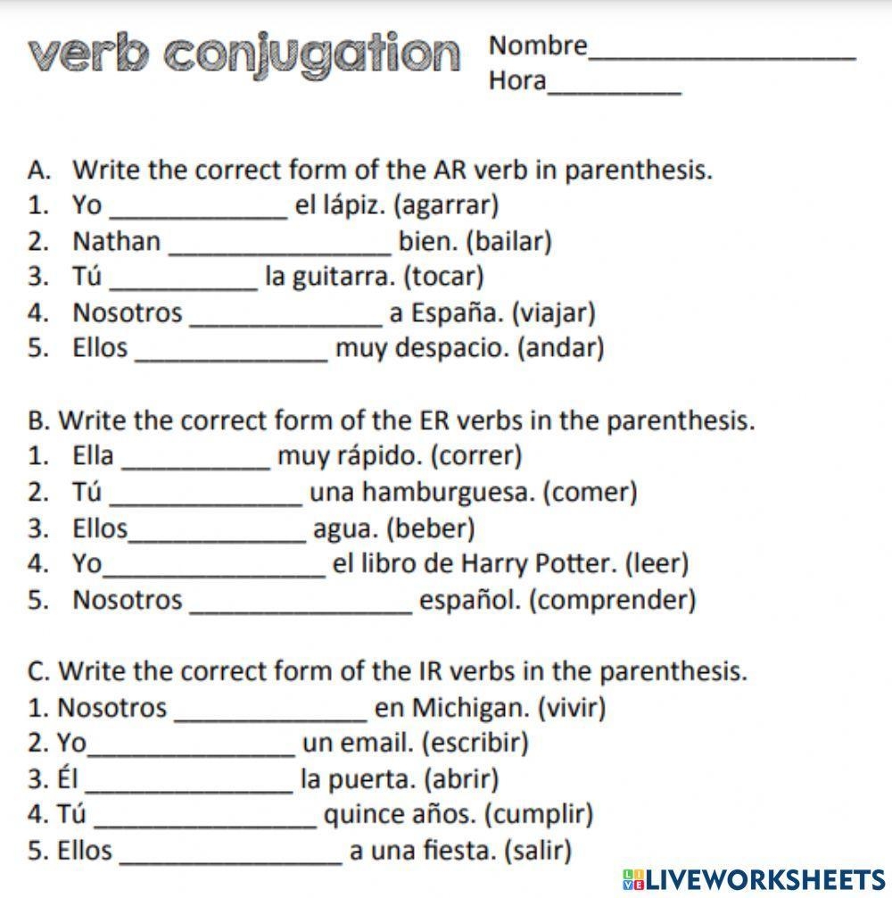 Regular And Irregular Verbs Grammar Worksheets In Spanish Made By Teachers