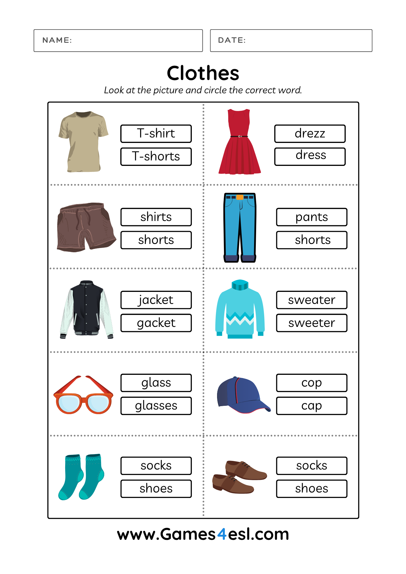 Free Printable Clothes Worksheets For Kids Games4esl Clothes Mini Coloring Book Activity Ezpzlearn