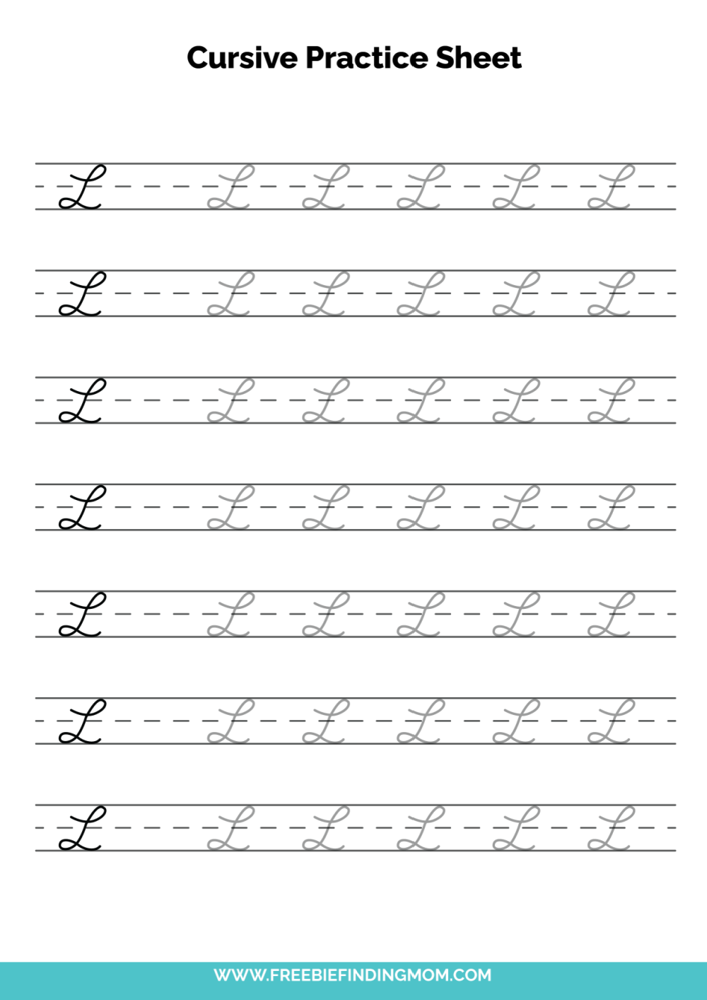 Free Printable Cursive Alphabet Practice Sheets Capital L
