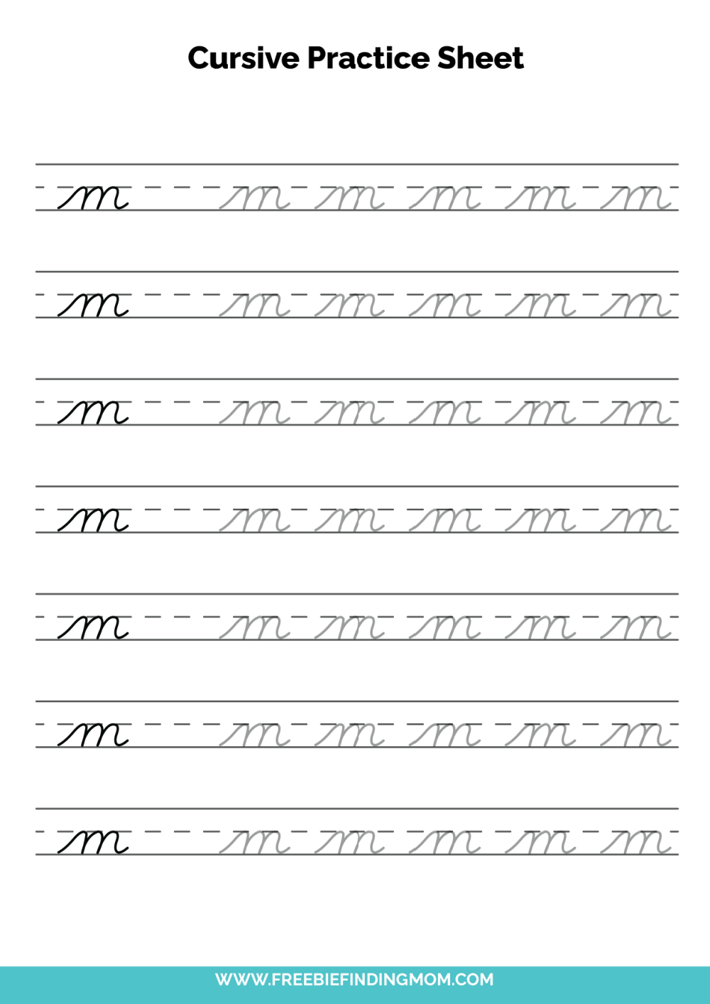 Free Printable Cursive Alphabet Practice Sheets Lowercase M