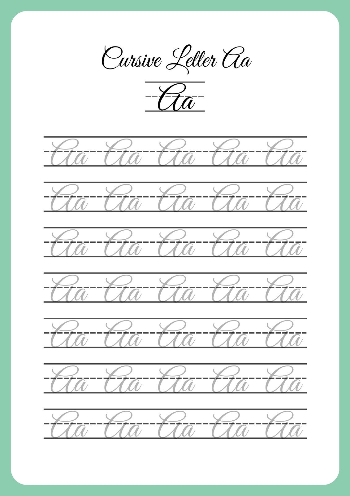 Free Printable Cursive Writing Worksheet Templates Canva Printable Cursive Alphabet Practice Sheets Royal Fancy Capital A