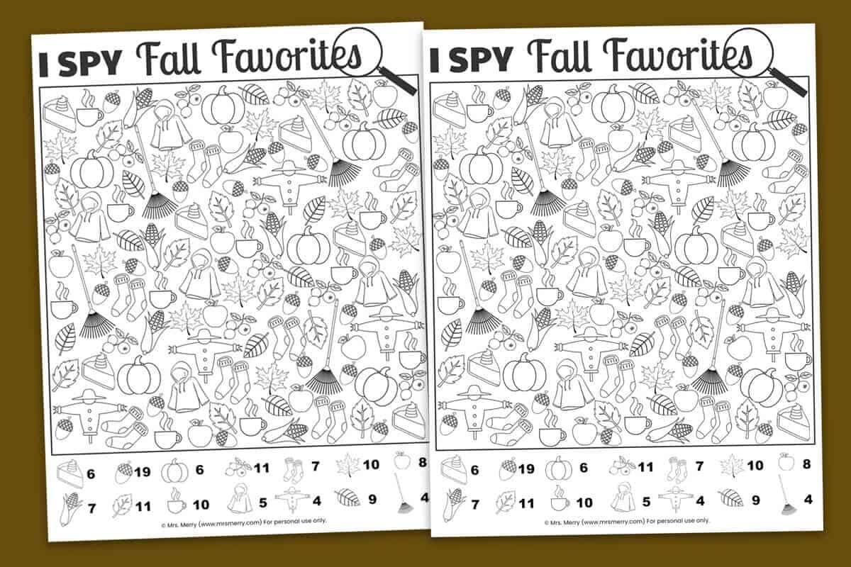 Free Printable I Spy Fall Favorites Thanksgiving Activity Mrs Merry Winter Seek And Find Printable Coloring Page Snow I Spy Activity Sheet Wintertime Puzzle For Kids Holiday Digital Download Activity Etsy