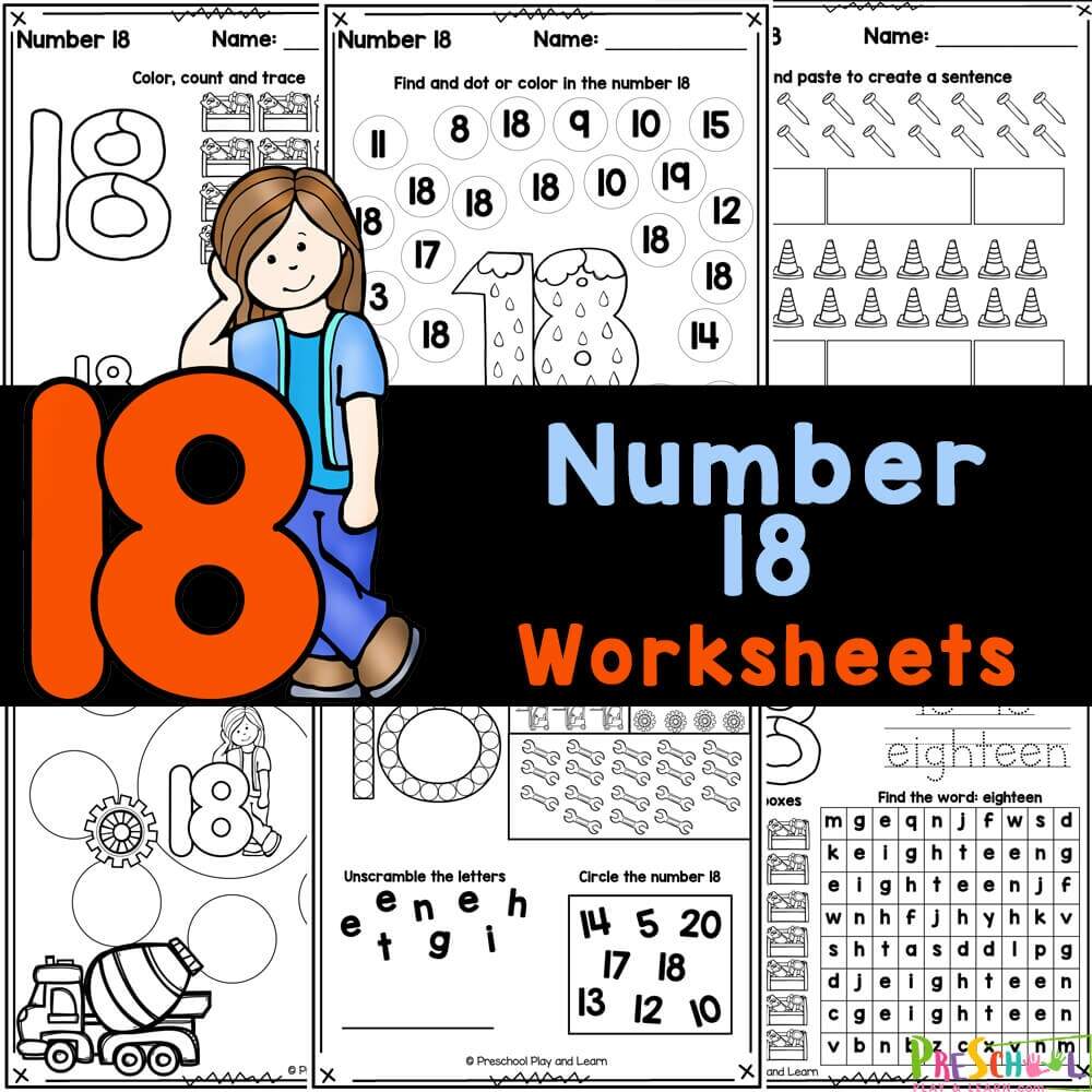 FREE Printable Number 18 Tracing Worksheets FREE Printable Number 18 Tracing Worksheets