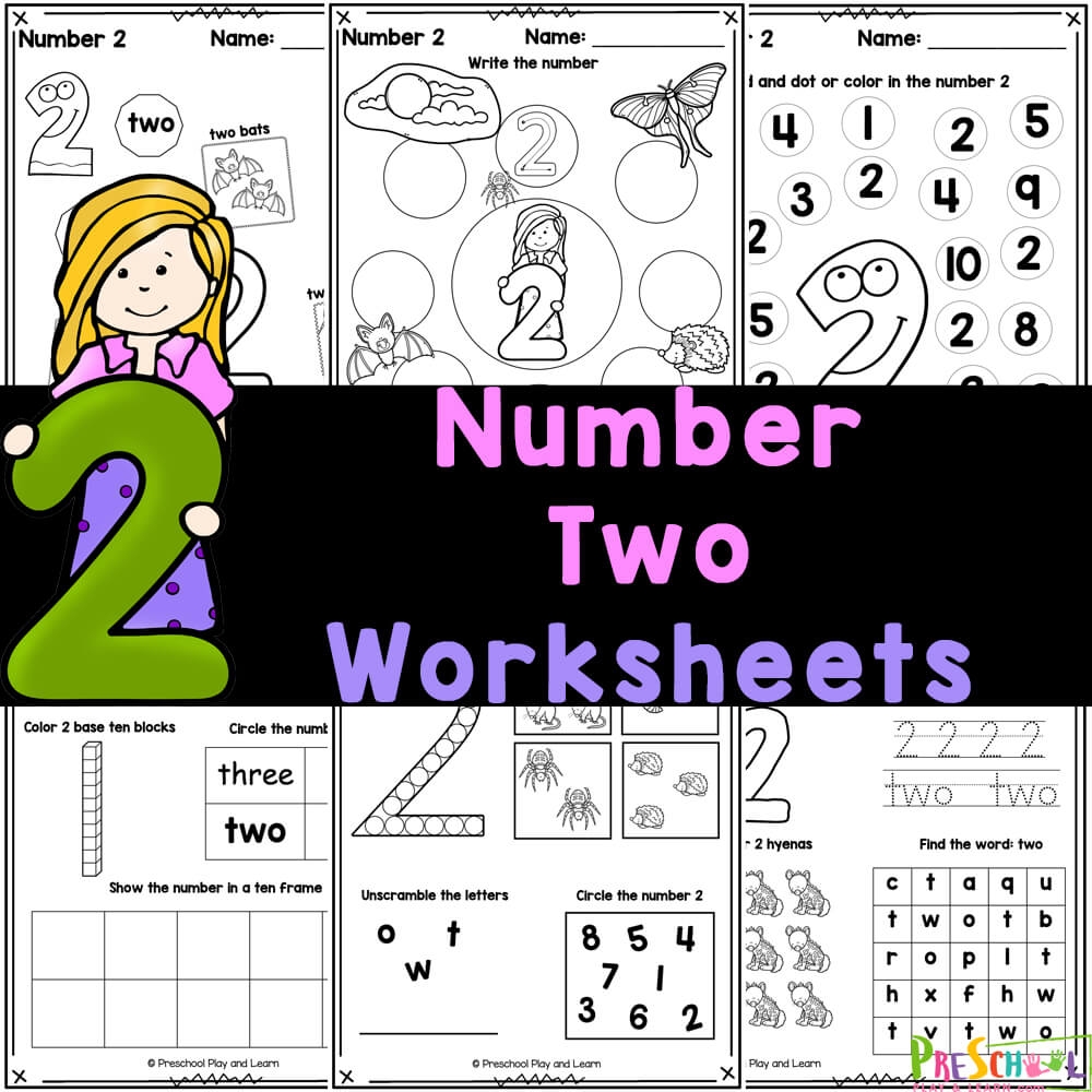 Math Worksheet Number 2 Coloring Page Free Printable PDF