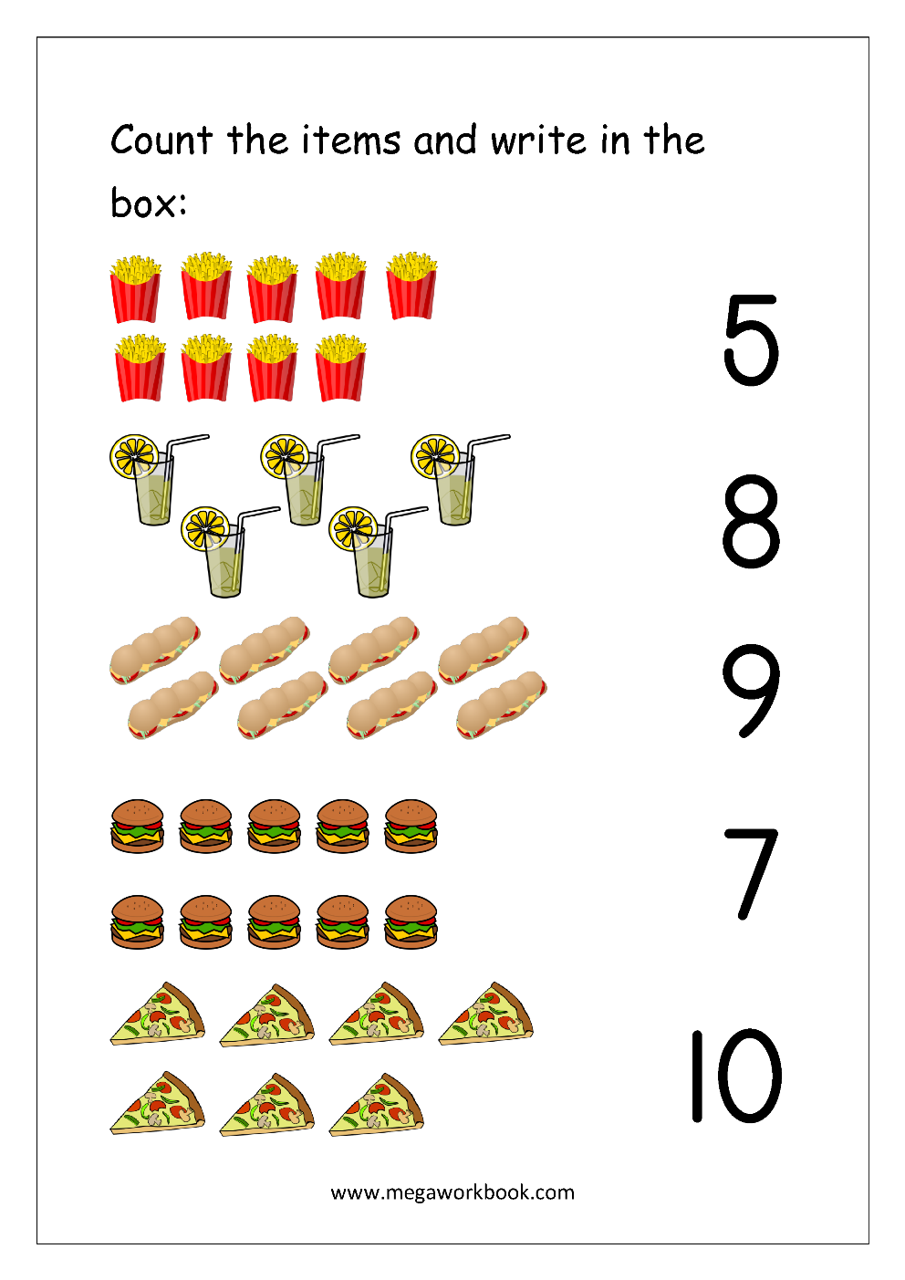 Free Printable Number Matching Worksheets For Kindergarten And Preschool Count And Match 1 10 MegaWorkbook