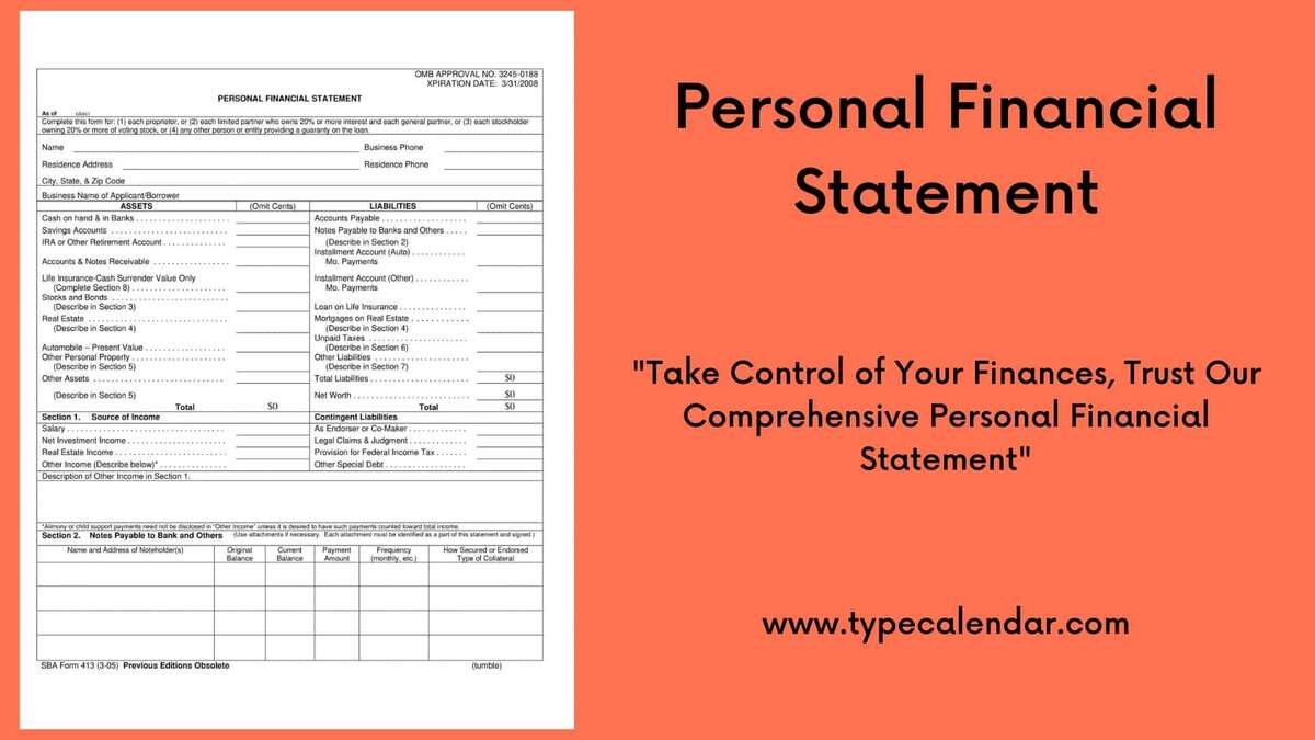 Free Printable Personal Financial Statement Templates PDF Word Excel