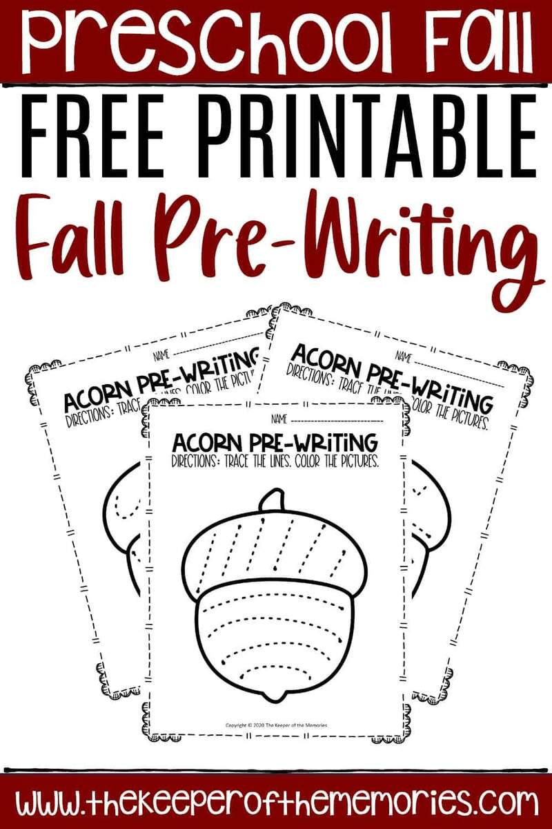 Free Printable Pre Writing Fall Preschool Worksheets
