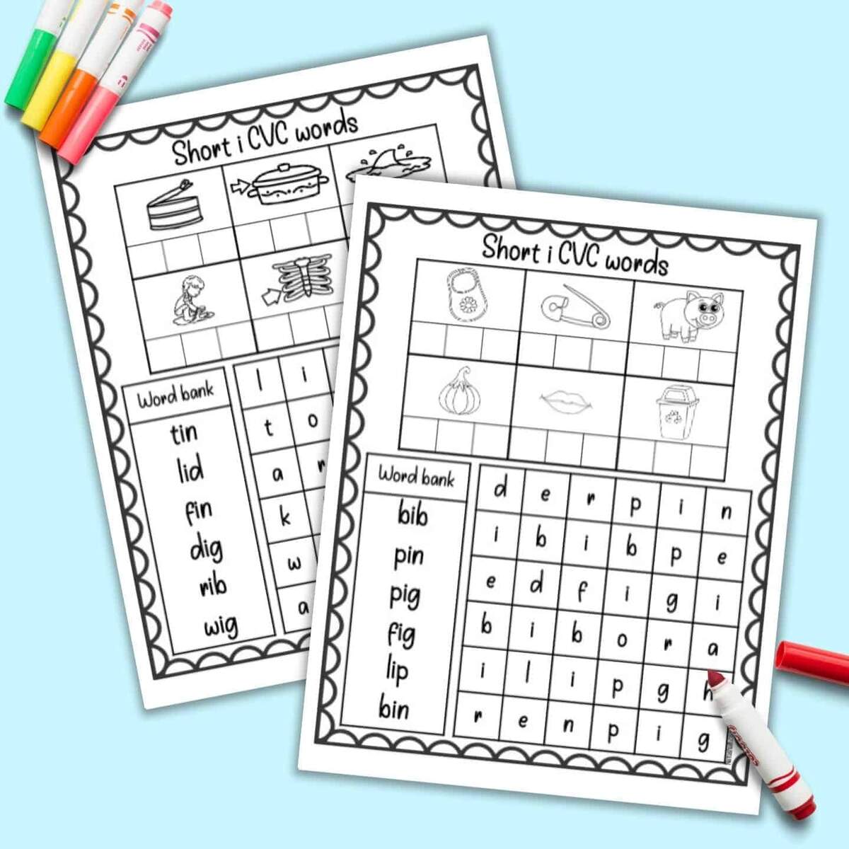 Free Printable Short I CVC Words Worksheets The Artisan Life