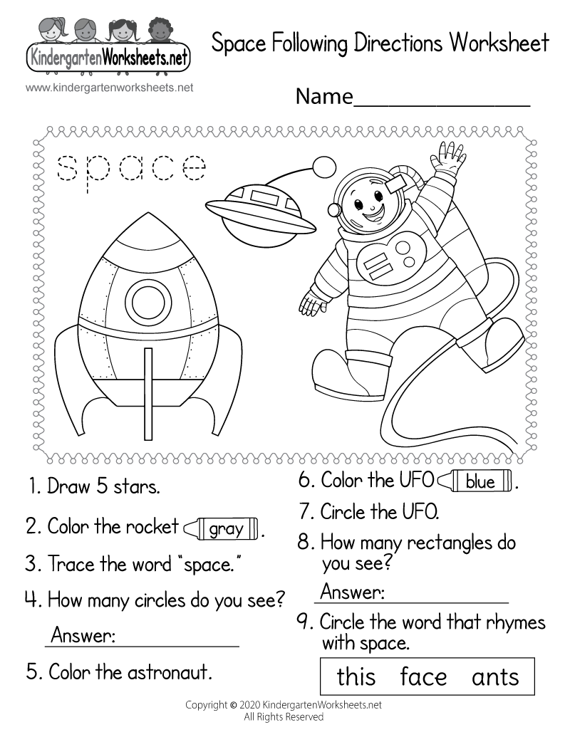 Printable Following Directions Worksheets