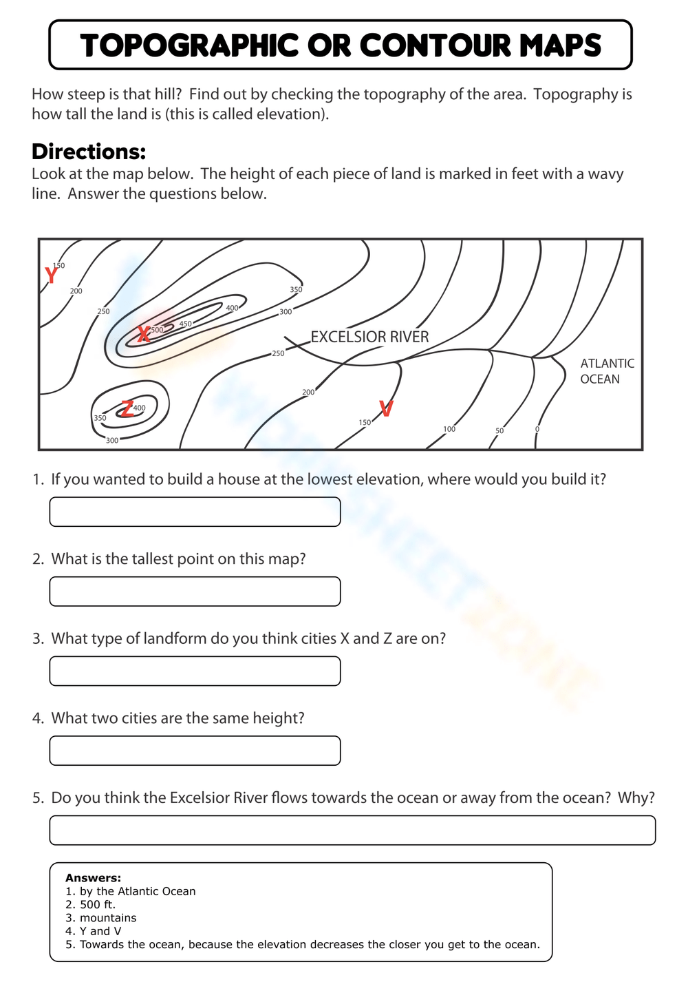 Free Printable Topographic Map Worksheets For Students Worksheets Library Free Printable Topographic Map Worksheets For Students Worksheets Library