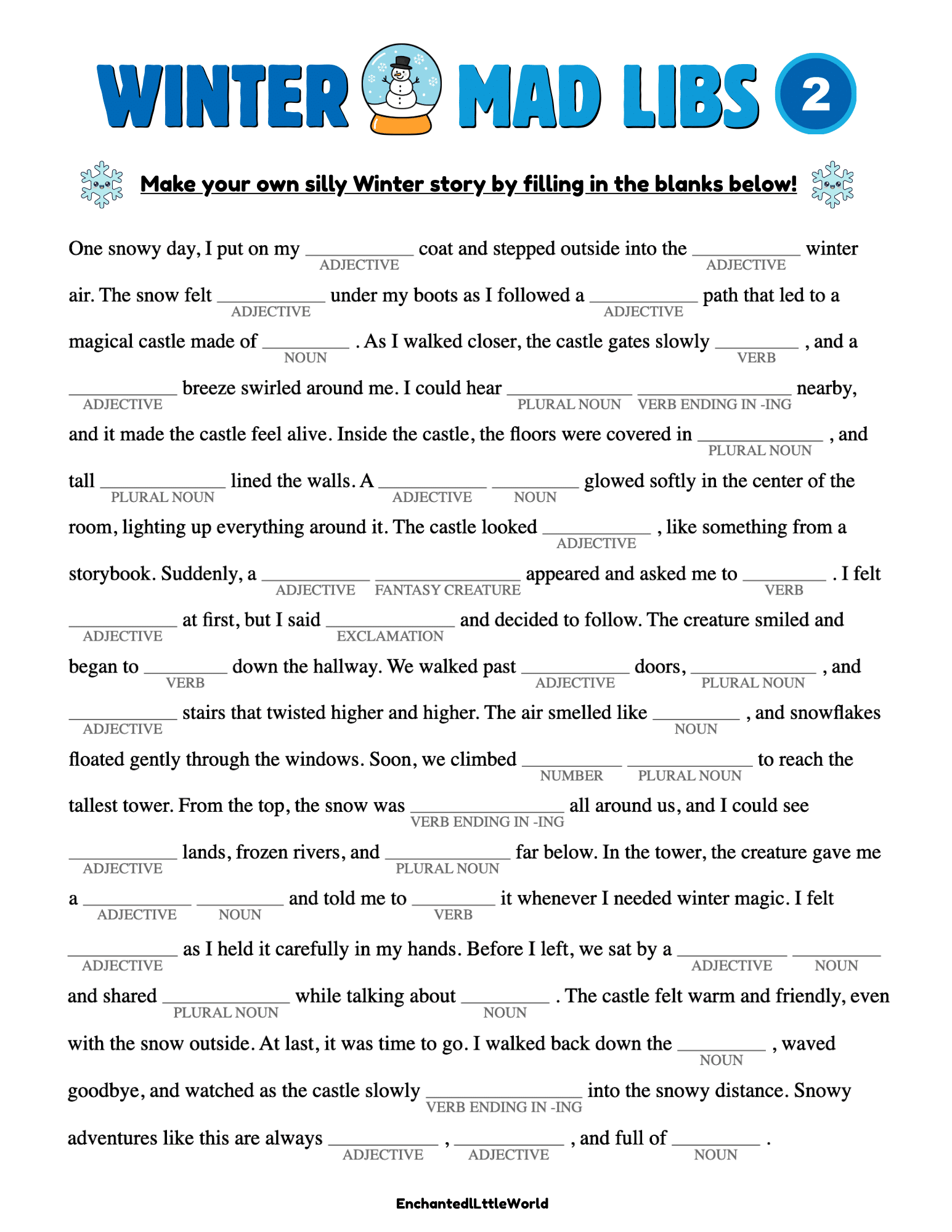 Free Printable Winter Mad Libs For Kids 2 Enchanted Little World Free Printable Winter Mad Libs For Kids 2 Enchanted Little World