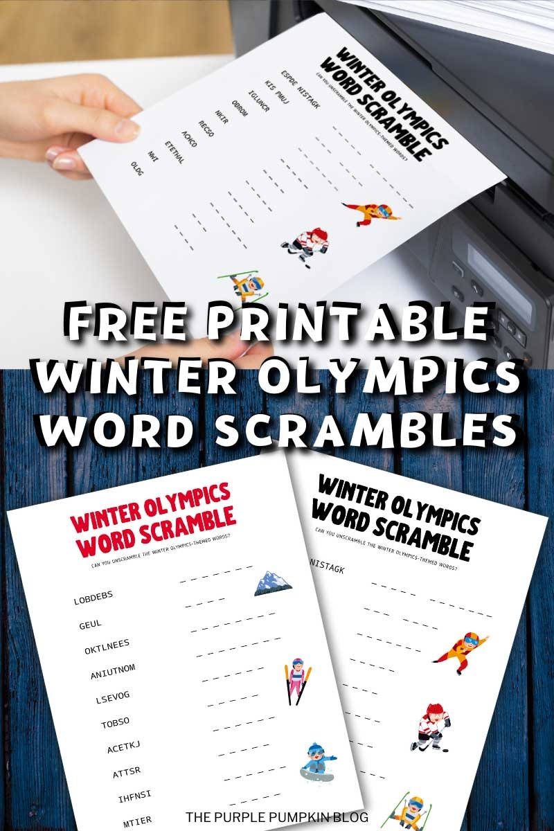 Free Printable Winter Olympics Word Scramble Worksheets