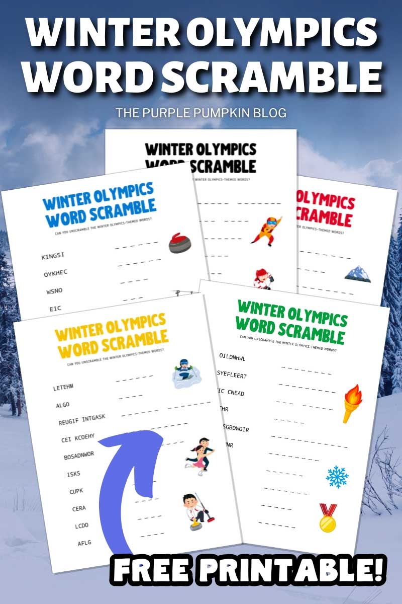 Free Printable Winter Olympics Word Scramble Worksheets