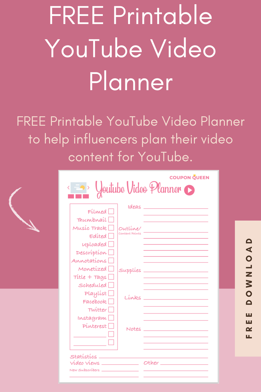 FREE Printable YouTube Video Planner Worksheets Library