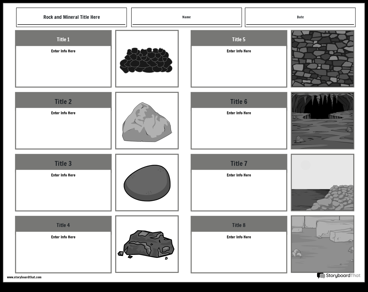 Free Rocks Minerals Worksheets Storyboard That