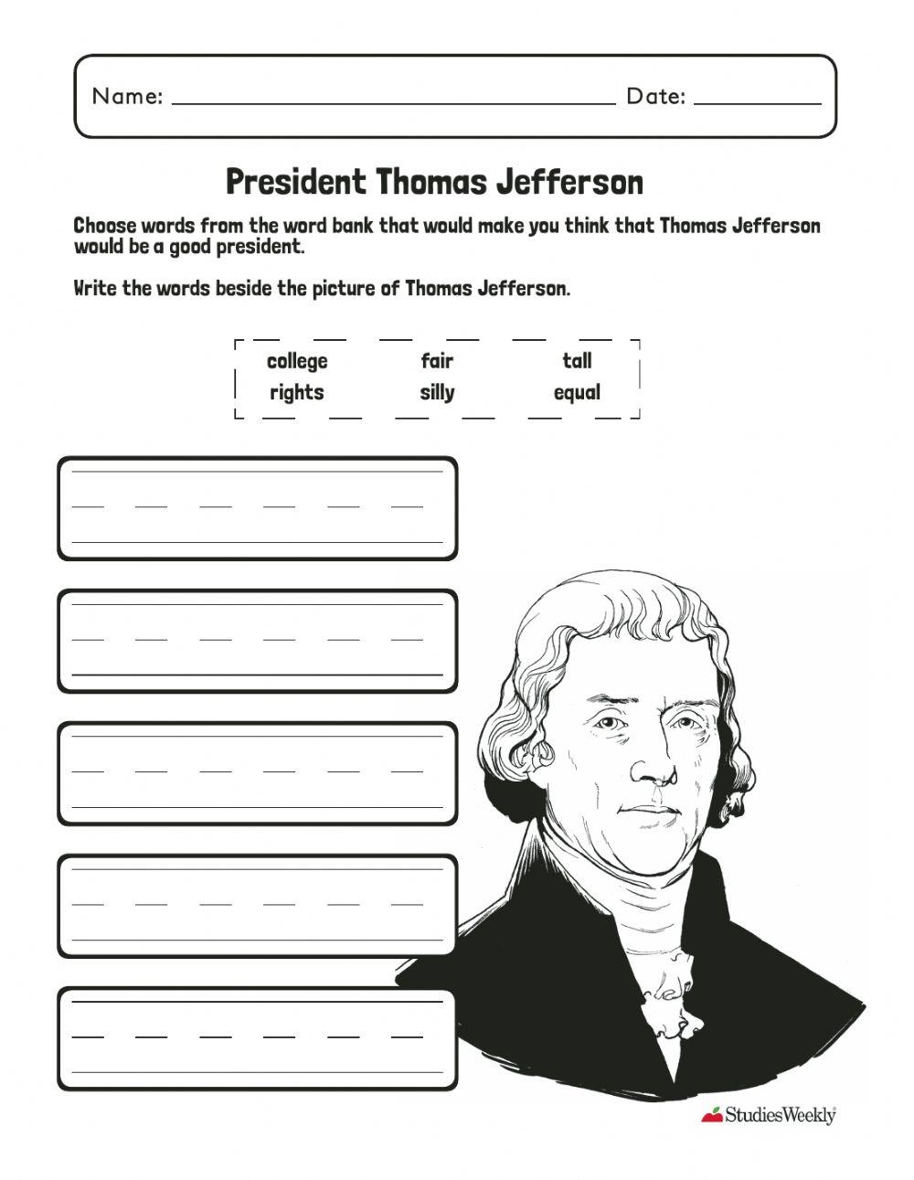 Free Thomas Jefferson Worksheet Download Free Thomas Jefferson Worksheet Png Images Free Worksheets On Clipart Library