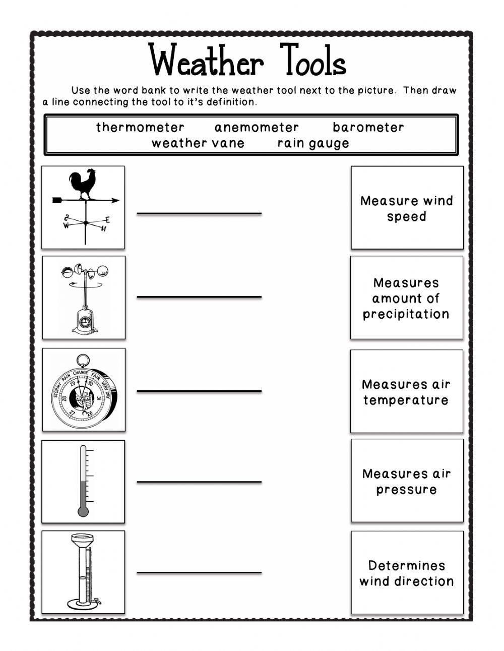 Weather Instruments Worksheet Flying Colors Science