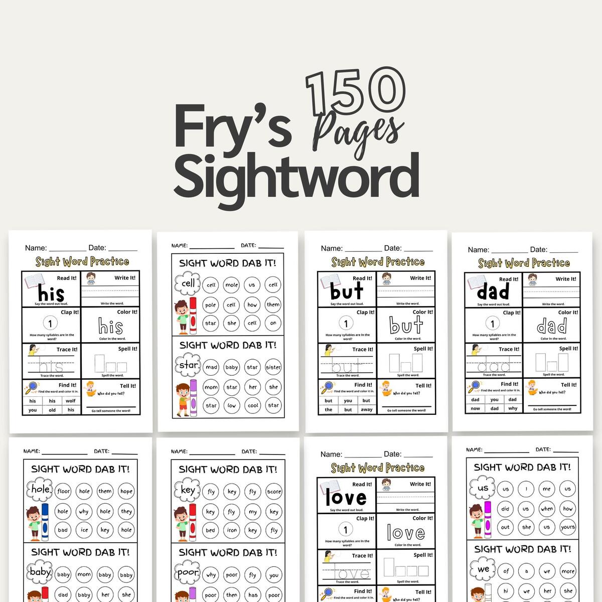 Fry First Hundred Sight Word Kindergarten Worksheet Preschool Sight Word Read Write 1st Grade Sight Word Mastery Grade 1 Sheet Printable Etsy