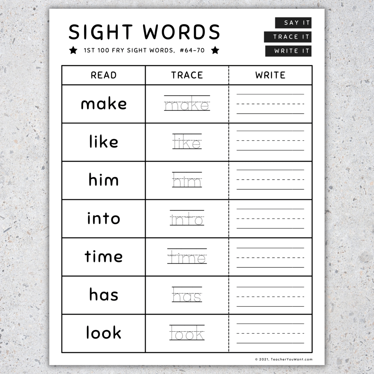 Fry Sight Words Read Trace Write Worksheet Activities 1 100 SET 4 Made By Teachers
