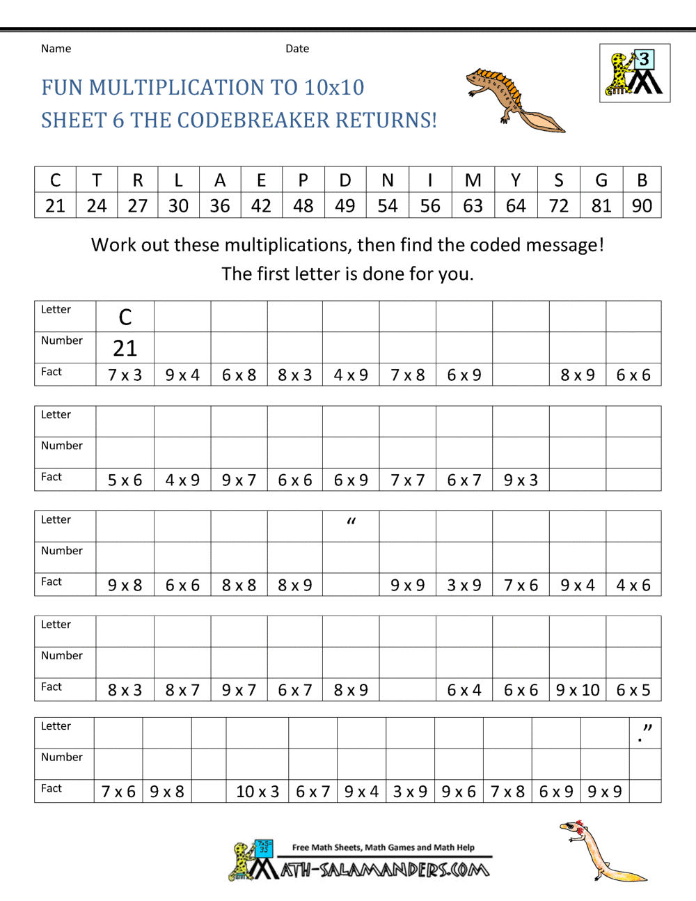 Fun Multiplication Worksheets To 10x10 Worksheets And Assignments