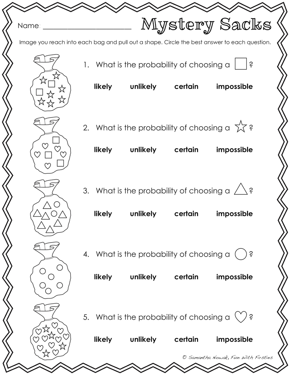 Fun With Firsties Our Probability Unit Worksheets Activities Lessons And Assessment