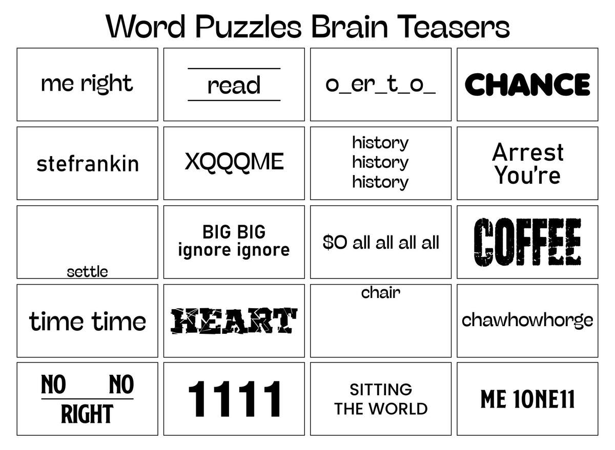 Game Brain Teasers Guess The Word With Pictures FREE Printable Brain Teasers Worksheets Library