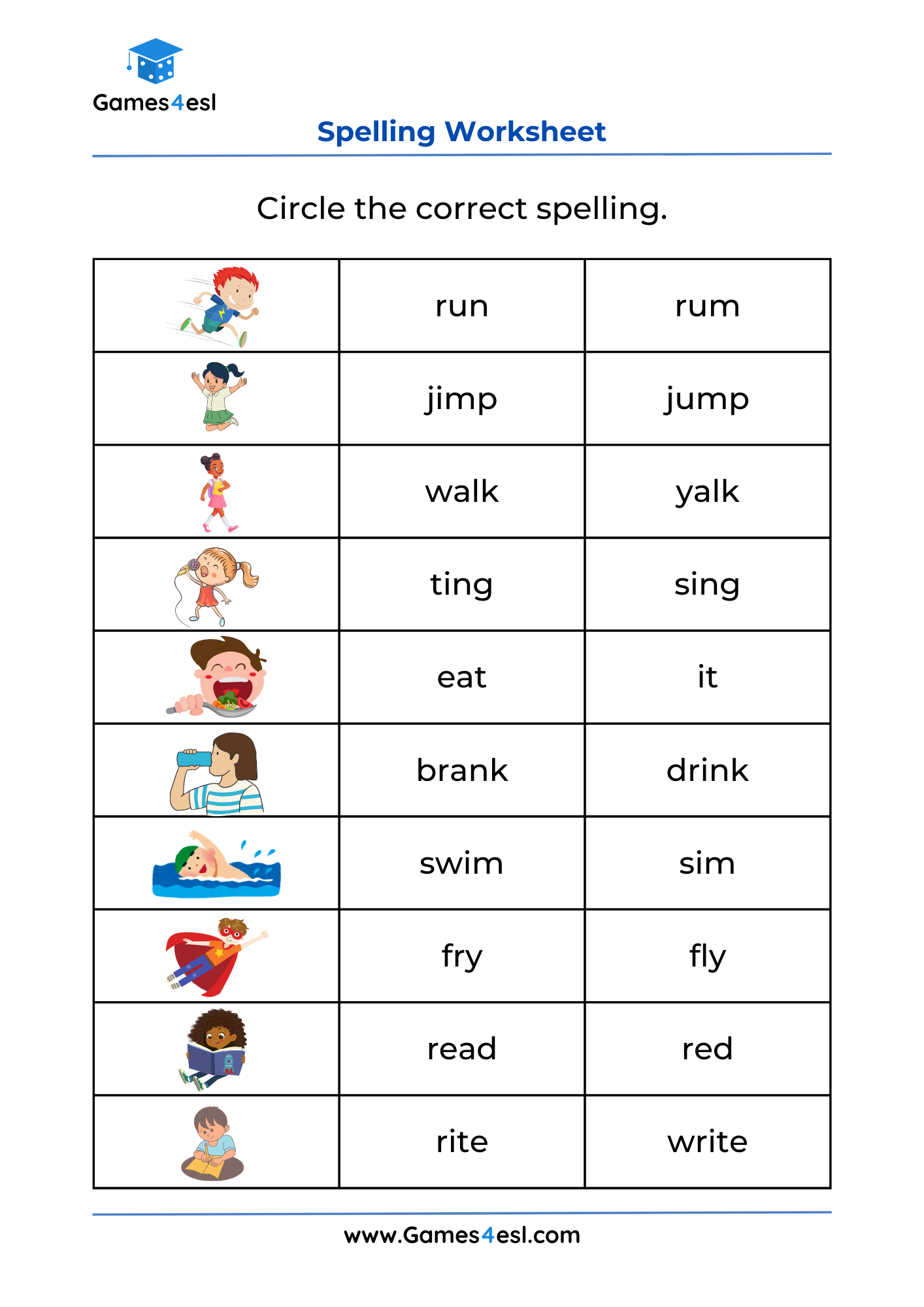 Reading Comprehension Worksheets Spelling Test Paper Templates Set 1