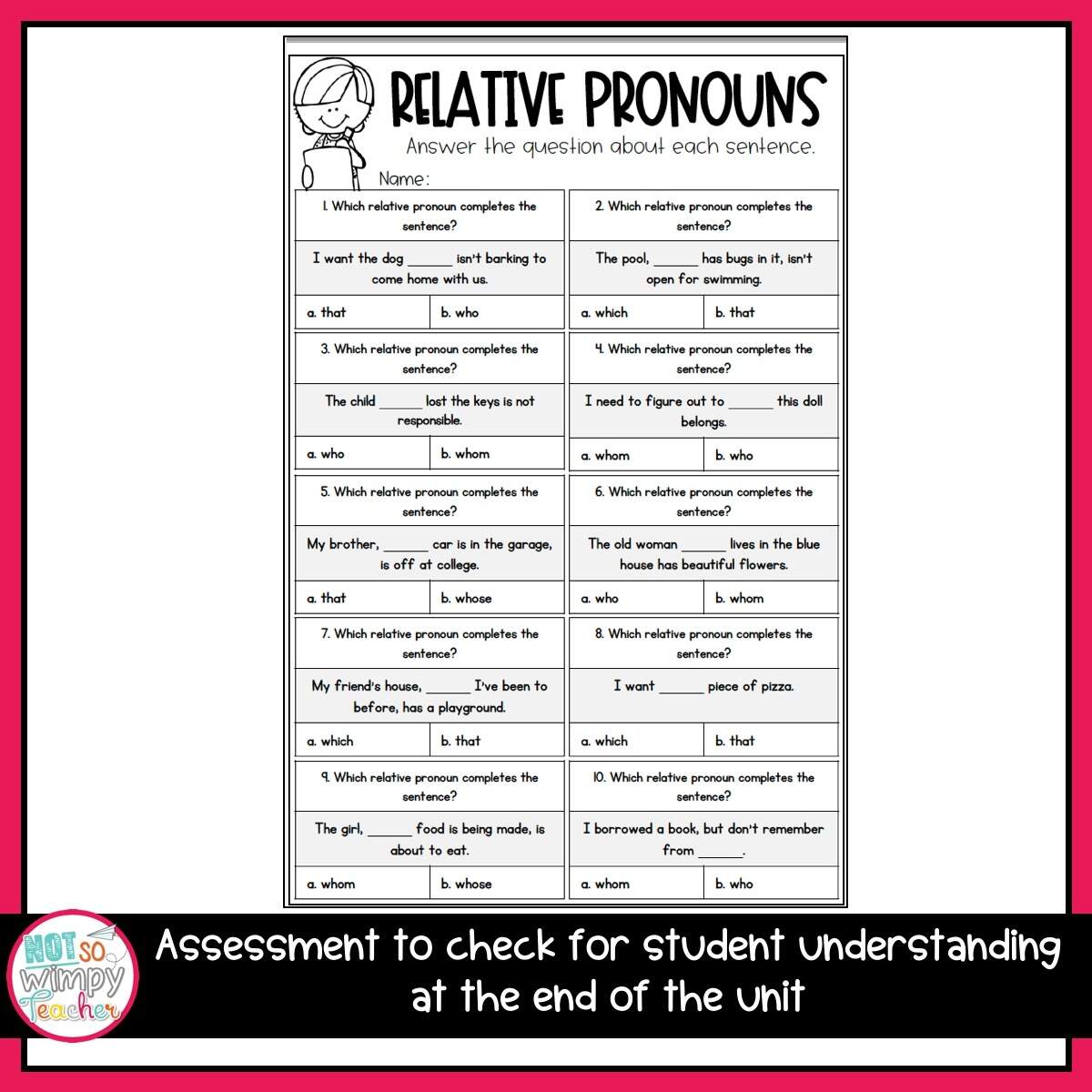 Grammar Fourth Grade Activities Relative Pronouns Not So Wimpy Teacher
