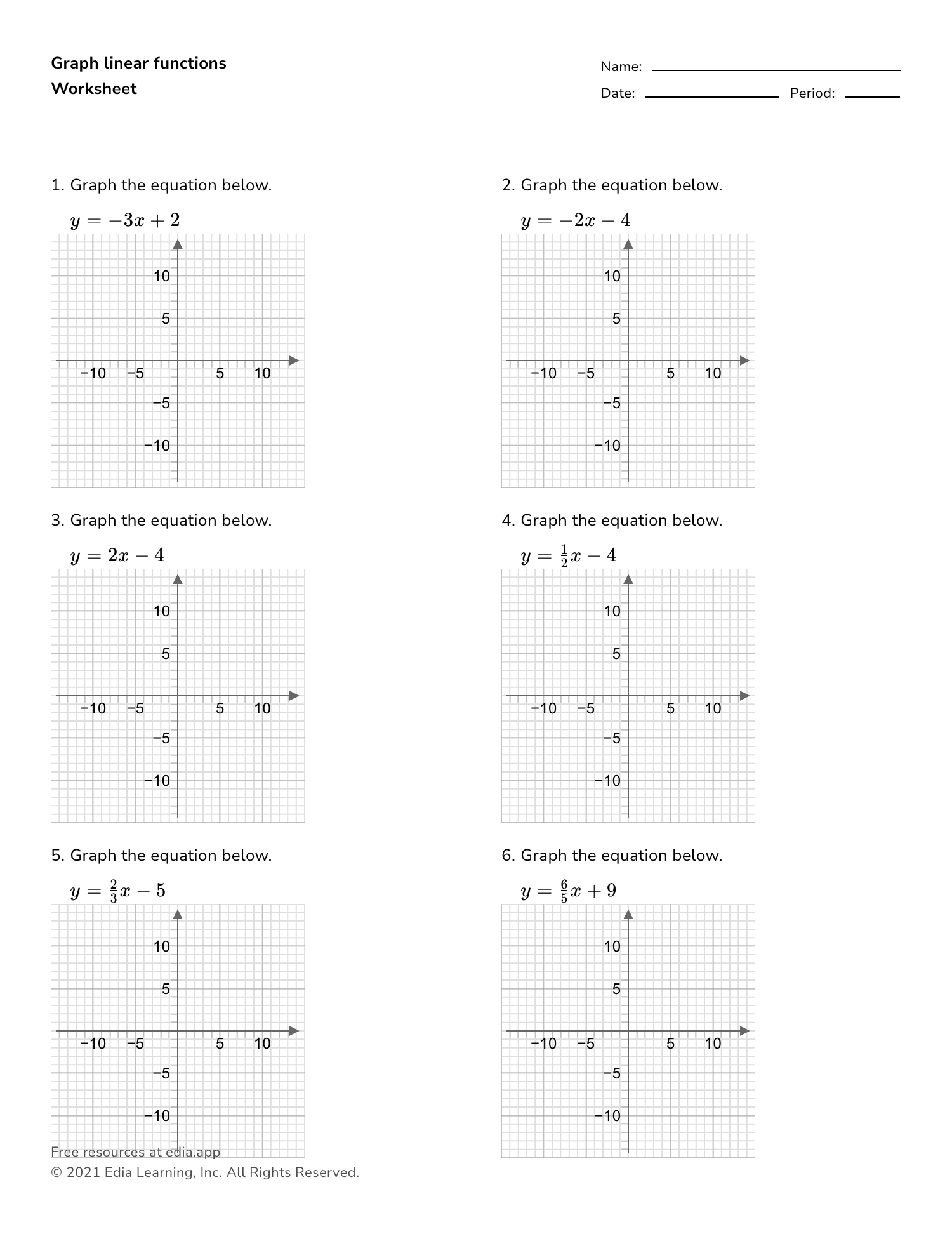 Writing Linear Equations Worksheets