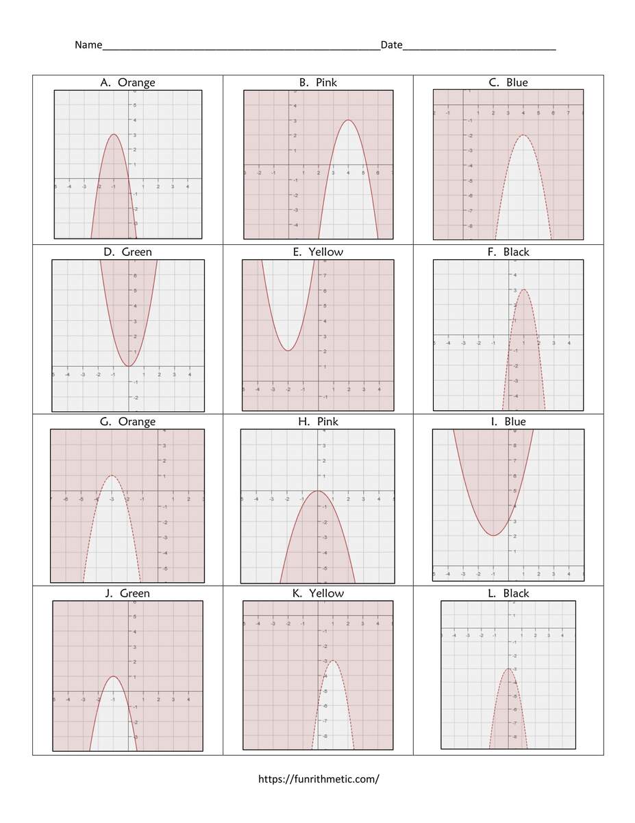 Graphing Quadratic Inequalities Color By Number Worksheets Library