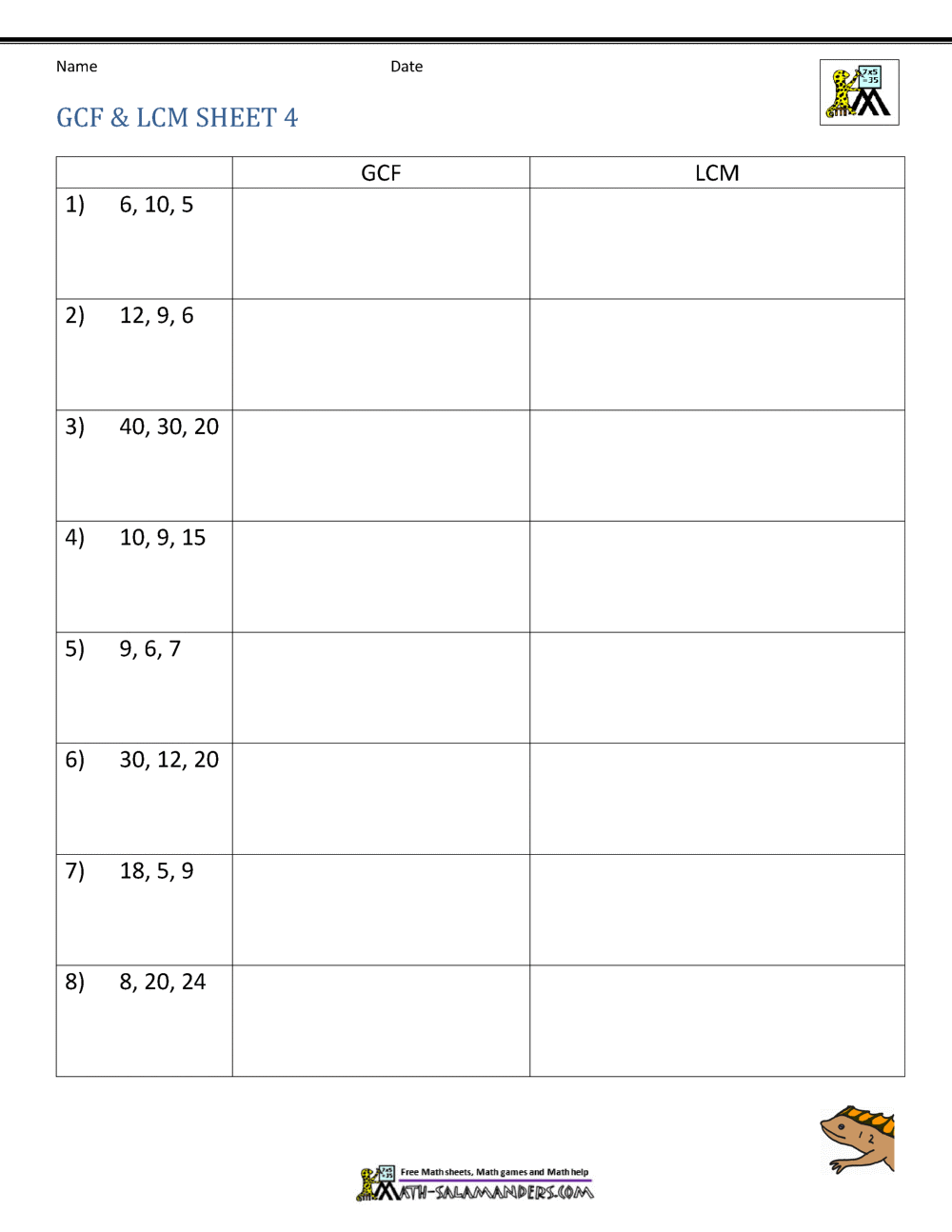 Finding The GCF And LCM Using Venn Diagrams Worksheet Fun And Engaging 6th Grade PDF Worksheets Cazoom Math